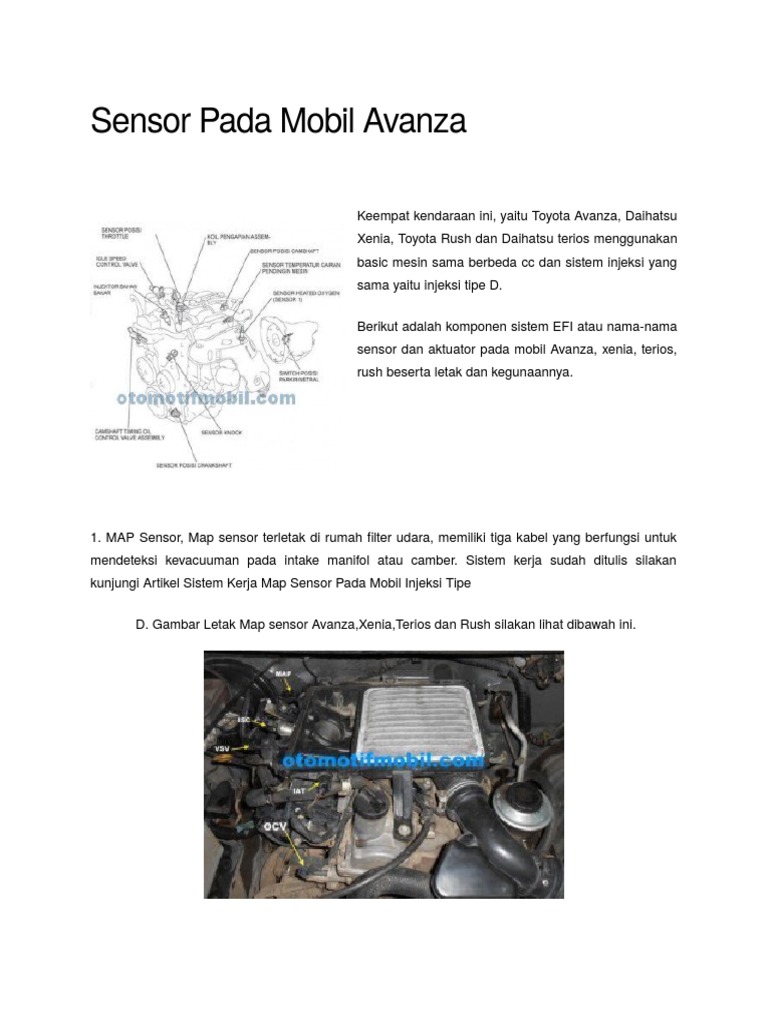 Sensor Mobil Avanza dan Fungsinya | PDF