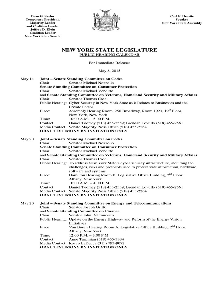 May 8, 2015 Public Hearing Calendar PDF United States Senate