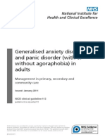 Generalised Anxiety Disorder  Panic Disorder Adults NICE guidelines