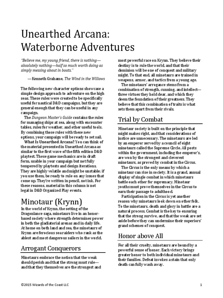 Unearthed Arcana Waterborne Adventures Dungeons Dragons