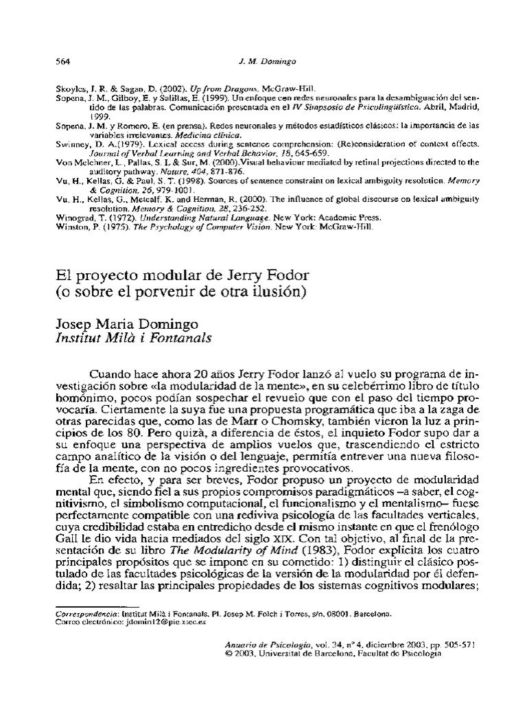 Teoria Modular de Fodor | PDF