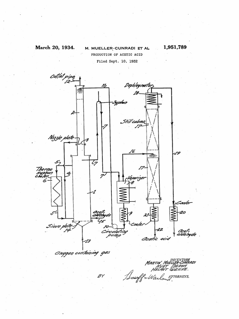 Continuous Acetic Acid Production Process | PDF | Acetic Acid | Aldehyde