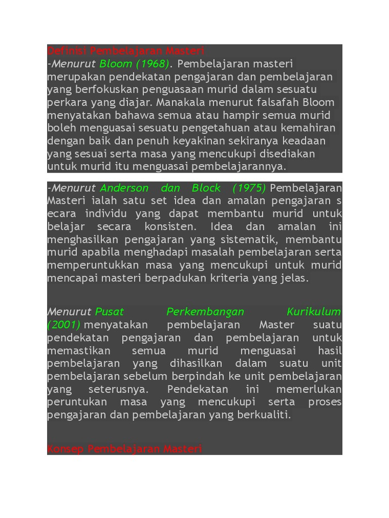 Definisi Pembelajaran Masteri Pdf
