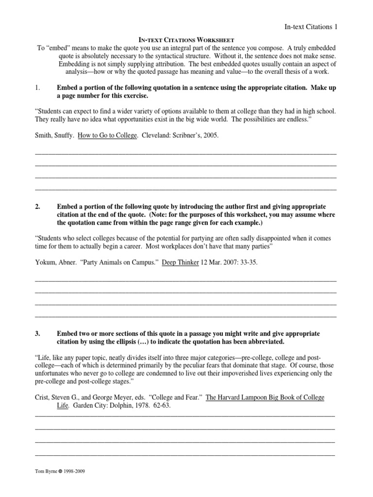 worksheet Ellipses Worksheet exercs intext ellipsis citation