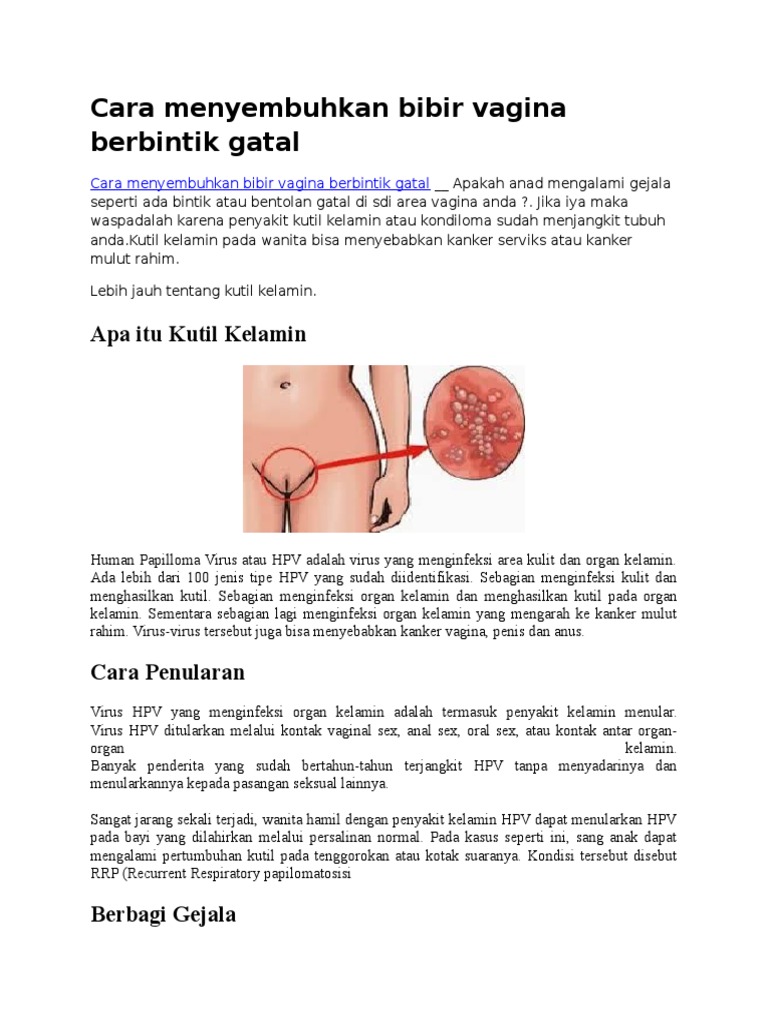 Cara Menyembuhkan Bibir Vagina Berbintik Gatal