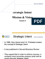 Strategic Intent Mission & Vision: Name of Institution