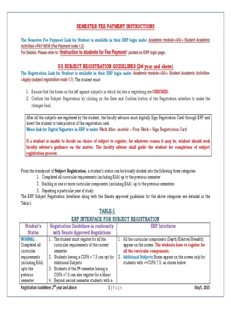 Semester Fee and Subject Registration Guide | PDF | Dean (Education ...