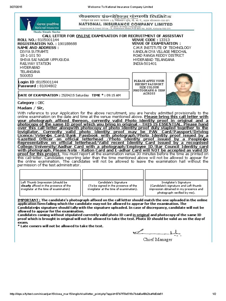 Welcome To National Insurance Company Limited PDF | PDF | Identity ...