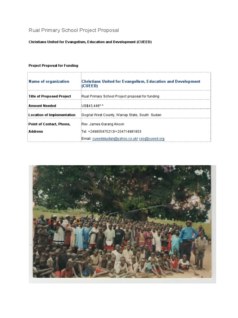 Rual Primary School Project Proposal | PDF | South Sudan | Governance