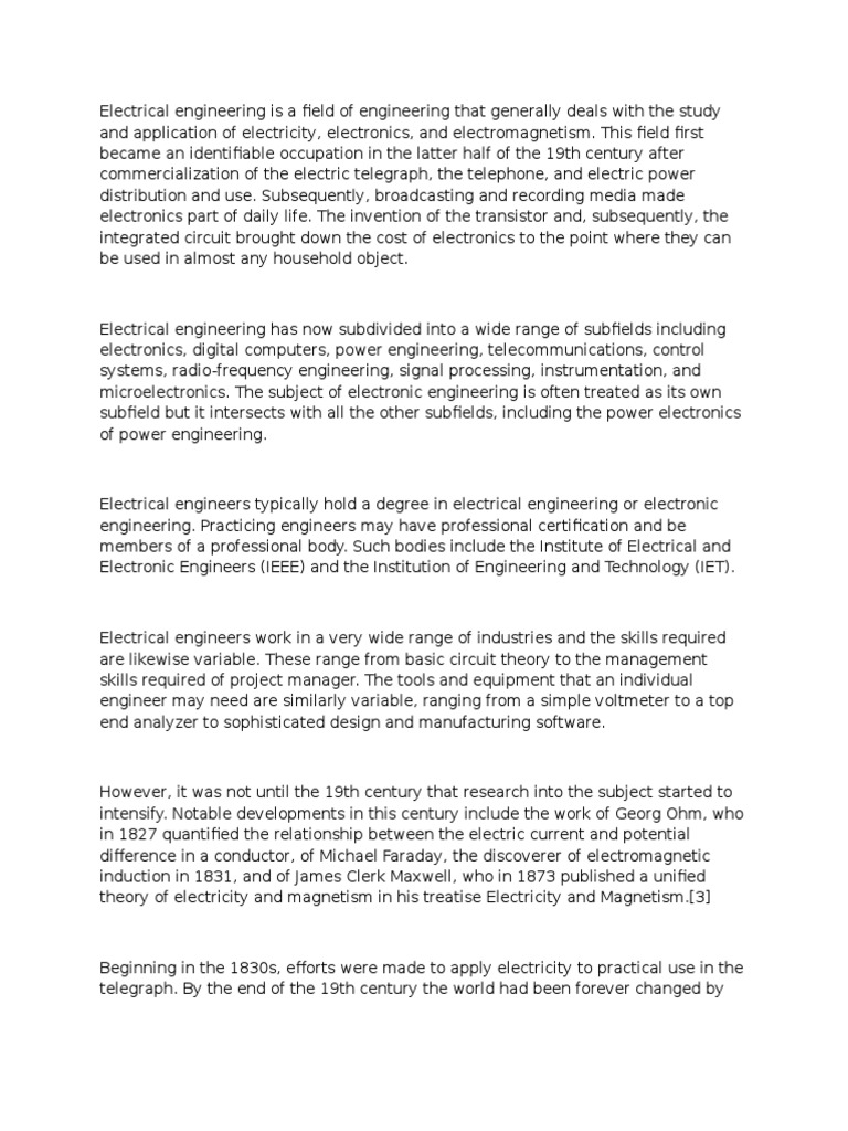 Electrical Engineering PDF Electrical Engineering Electricity