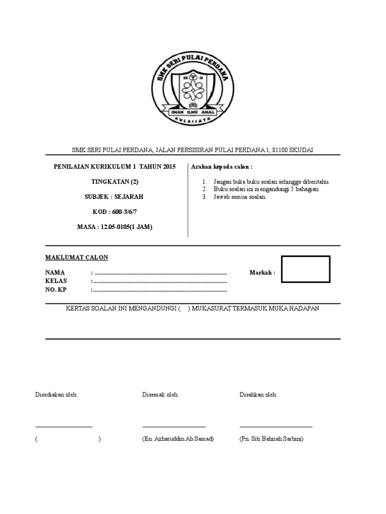 Soalan Sejarah Tingkatan 4 Pdf - Selangor r