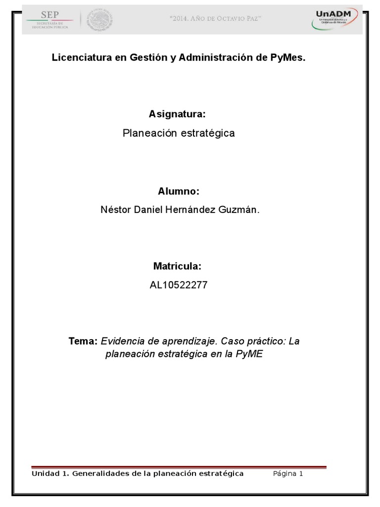 Planeación Estratégica en una PyME | PDF | Pequeñas y medianas empresas ...