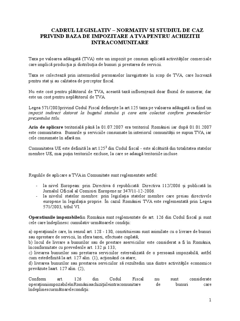 Baza Impozitare Tva