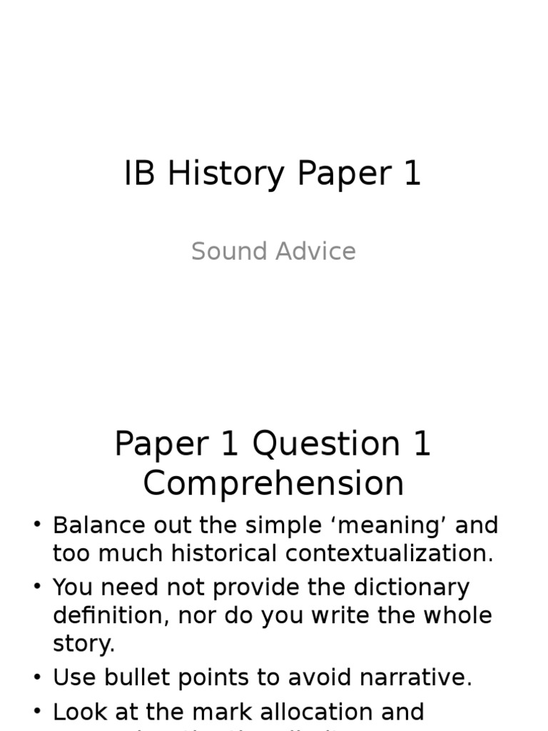 IB History Paper 1 Guidance for Answering Comprehension, Analysis