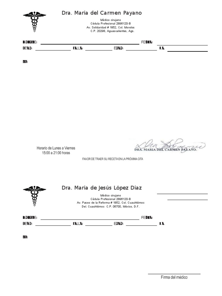 Formato de Receta Medica para Imprimir | PDF