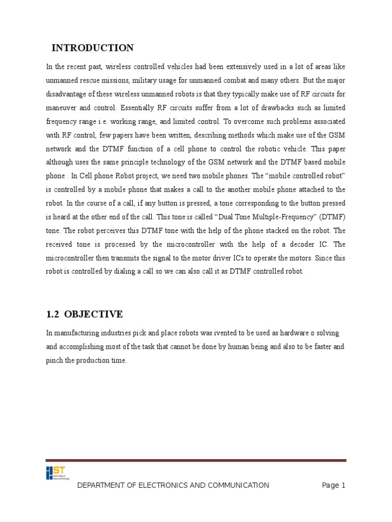 pick and place robot project documentation pdf