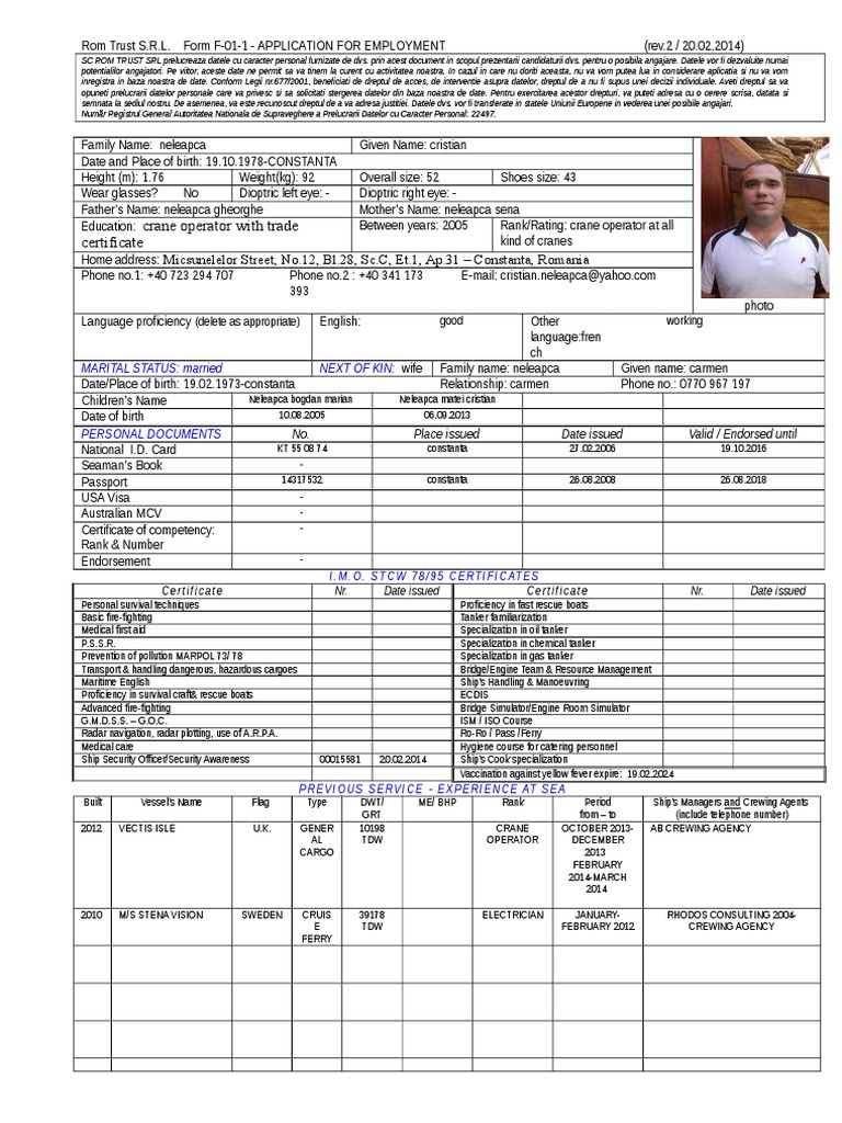 Aplicatie Crane Operator-Rom Trust | PDF