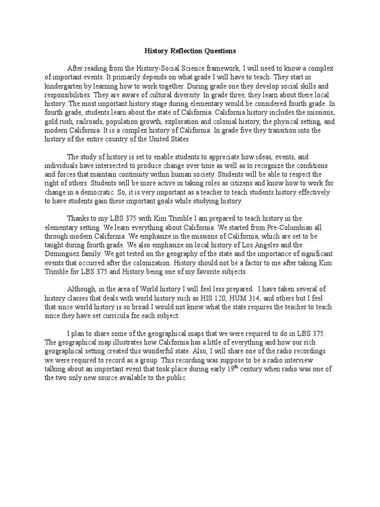 History Reflection Questions