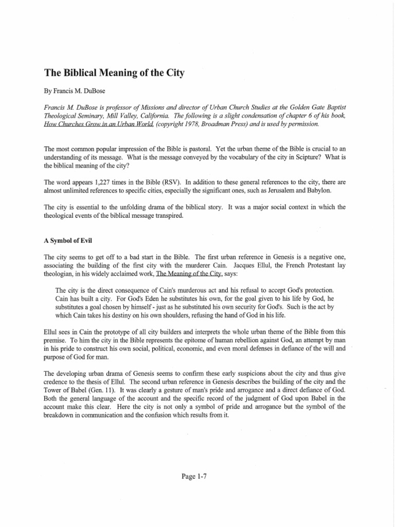The Biblical Meaning of The City PDF