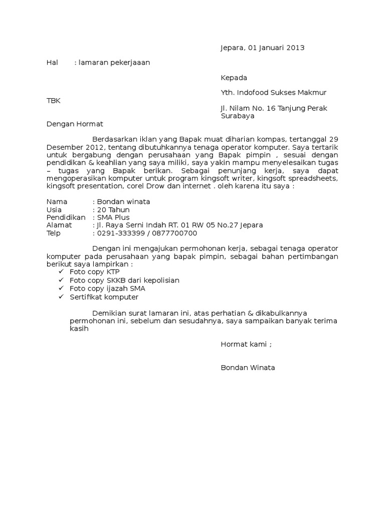 Lamaran Kerja Doc Desintya