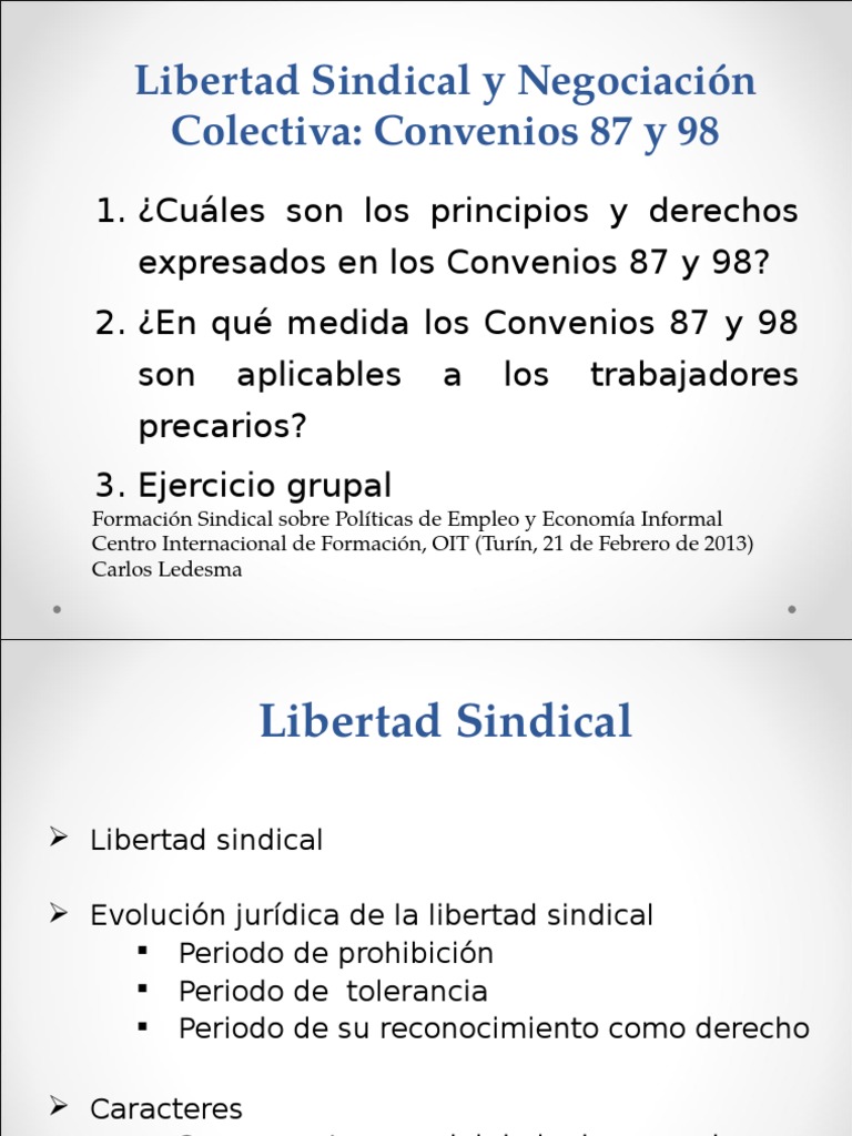 Convenios 87 y 98 Sindicato Organización