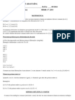 Colégio Adventista de Araguaína ALUNO (A) : - DATA: - /05/2014 Professora: Cristina Santos Série: 5° Ano