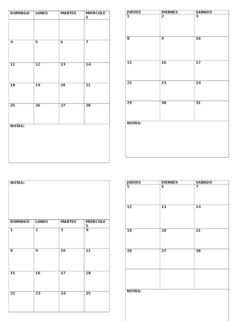 Monthly Calendar with Notes | PDF