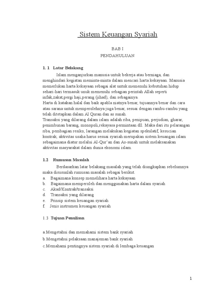 Makalah Sistem Keuangan Syariah