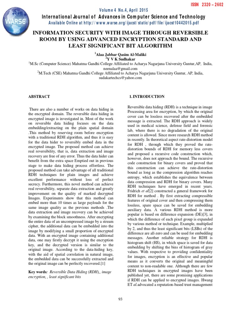 Reversible Data Hiding in Encrypted Images | PDF | Data Compression ...