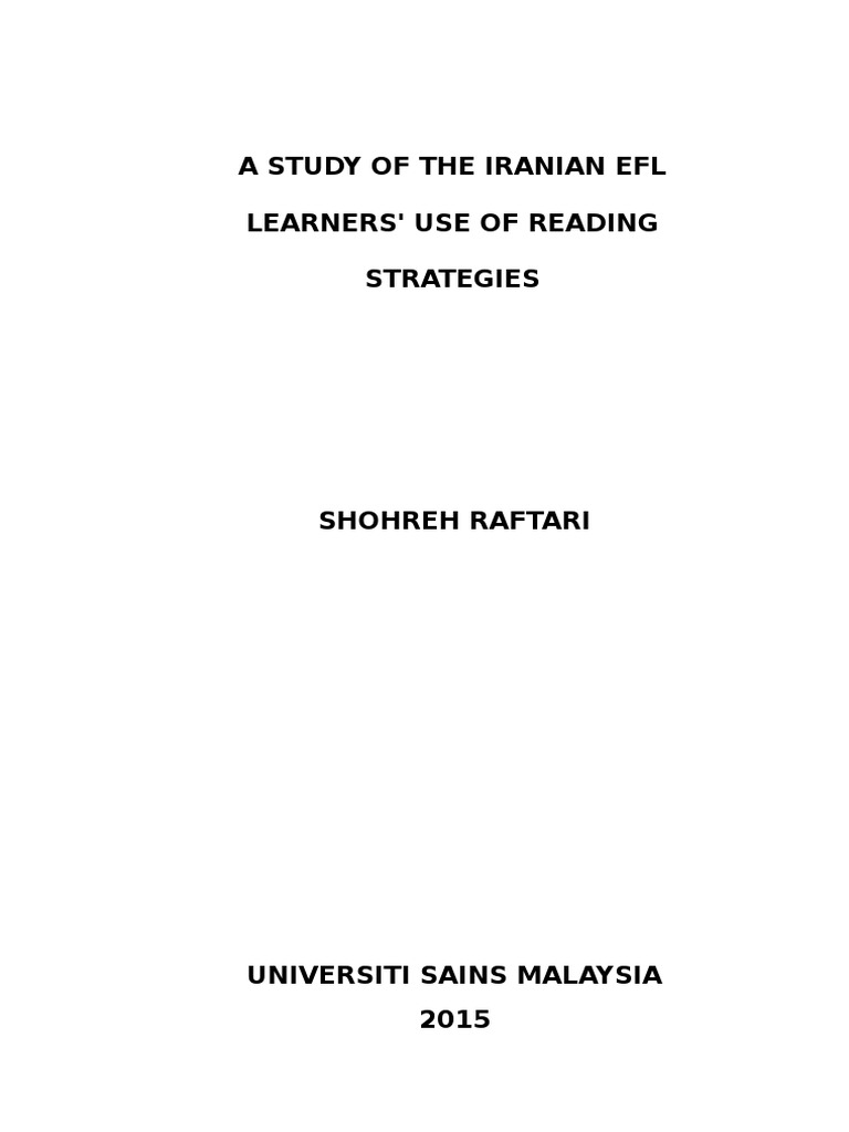 A Study of The Iranian Efl Learners' Use of Reading Strategies | PDF