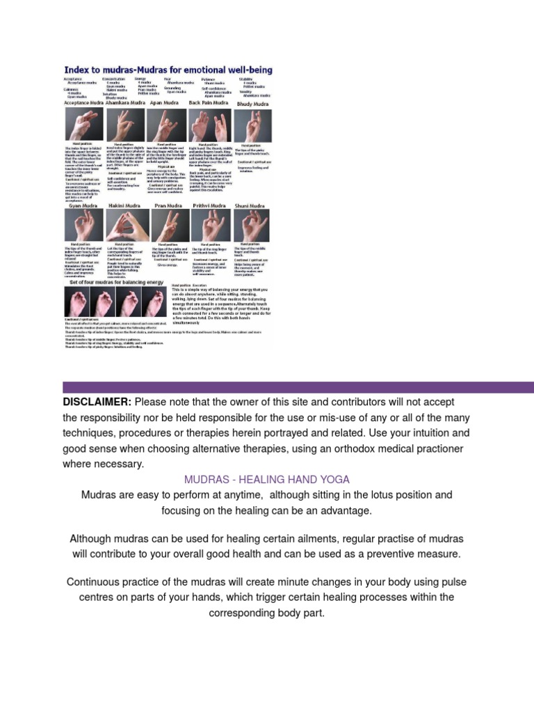 Healing Benefits of Mudras in Yoga | PDF