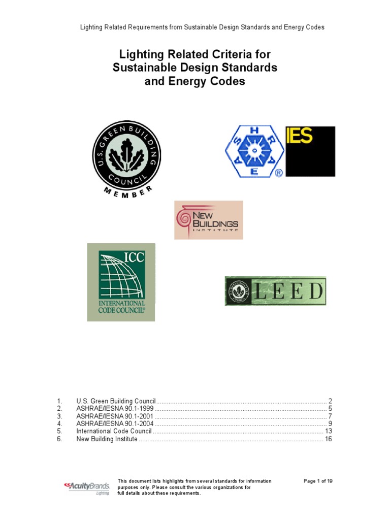 Lighting Criteria Standards Lighting Fluorescent Lamp
