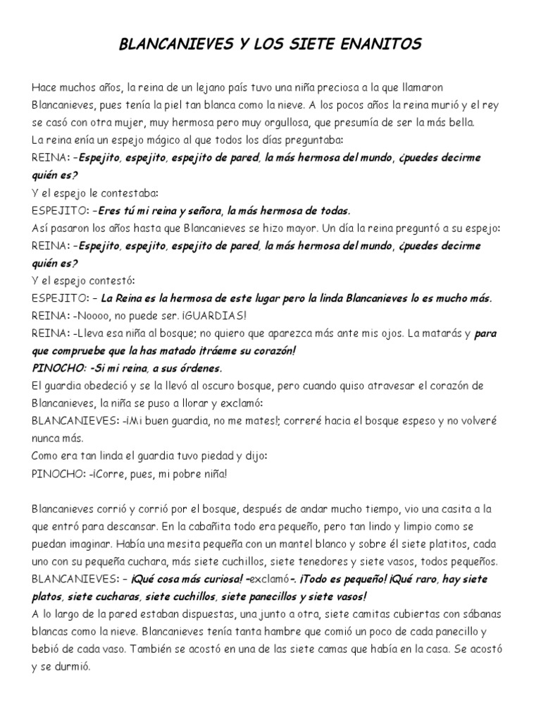 Blancanieves y Los Siete Enanitos Blanco como la nieve Ocio