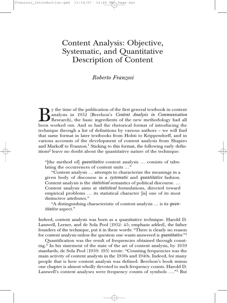 Content Analysis - Introduction | PDF