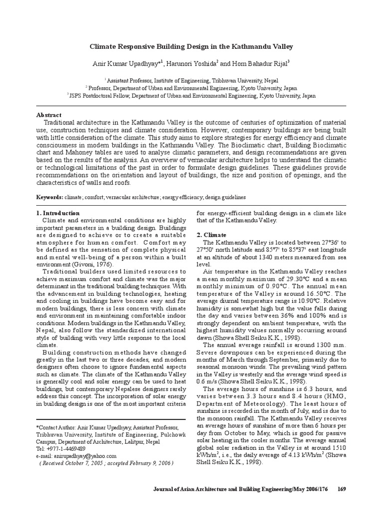 Climate Design in Kathmandu Valley | PDF | Hvac | Roof