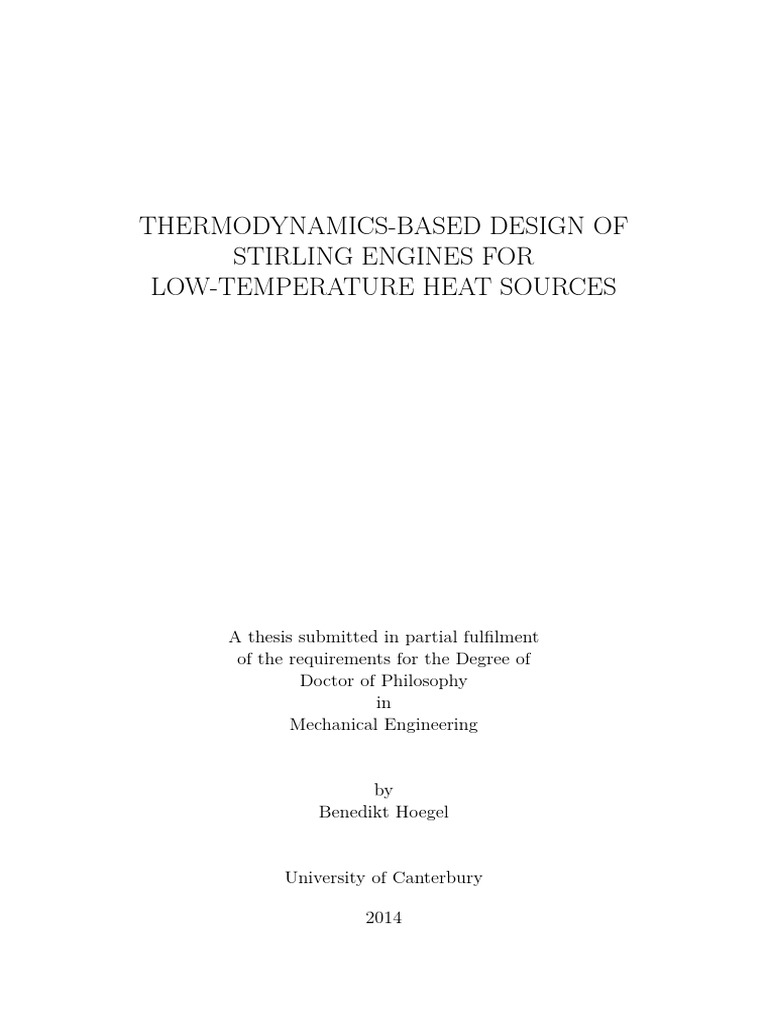 Low-Temperature Stirling Engine Design | PDF | Geothermal Energy | Heat