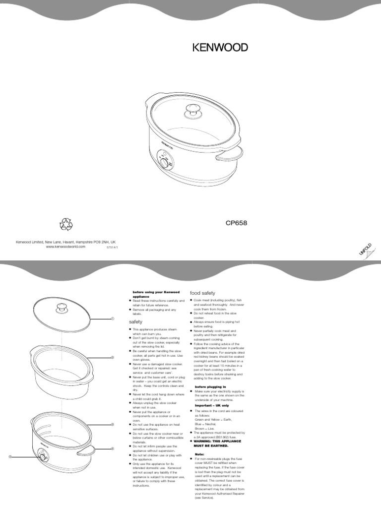 Kenwood Slow Cooker User Manual | PDF | Slow Cooker | Cooking