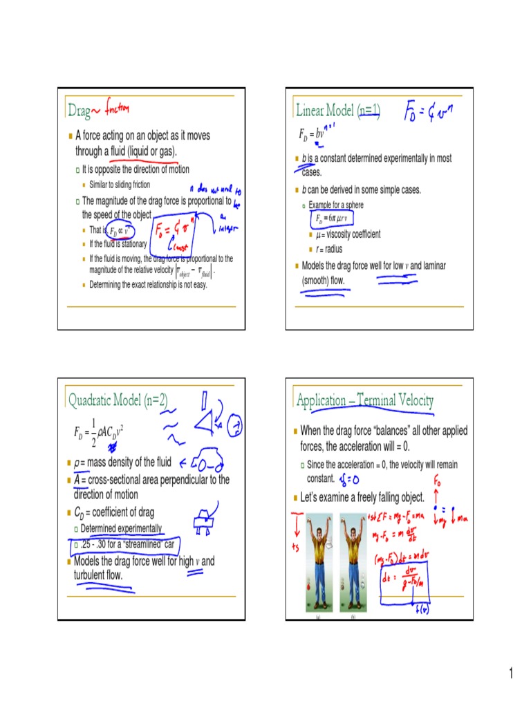 Drag Linear Model (N 1) : V F R Radius | PDF | Science & Mathematics
