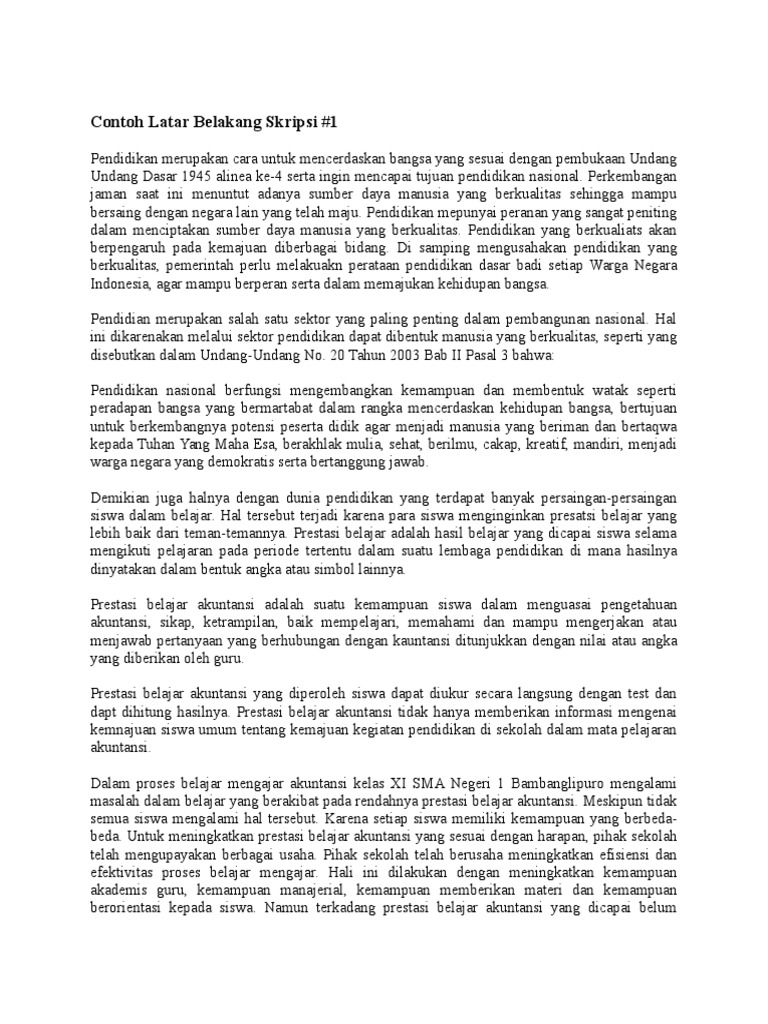 Contoh Latar Belakang Skripsi
