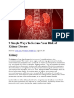 9 Simple Ways To Reduce Your Risk of Kidney Disease