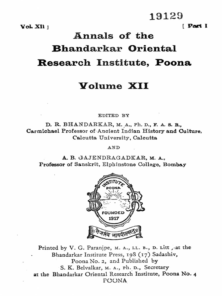 Annals of the Bhandarkar Oriental Research Institute Vol 12 year 1930Vol 12 1930 Socialism