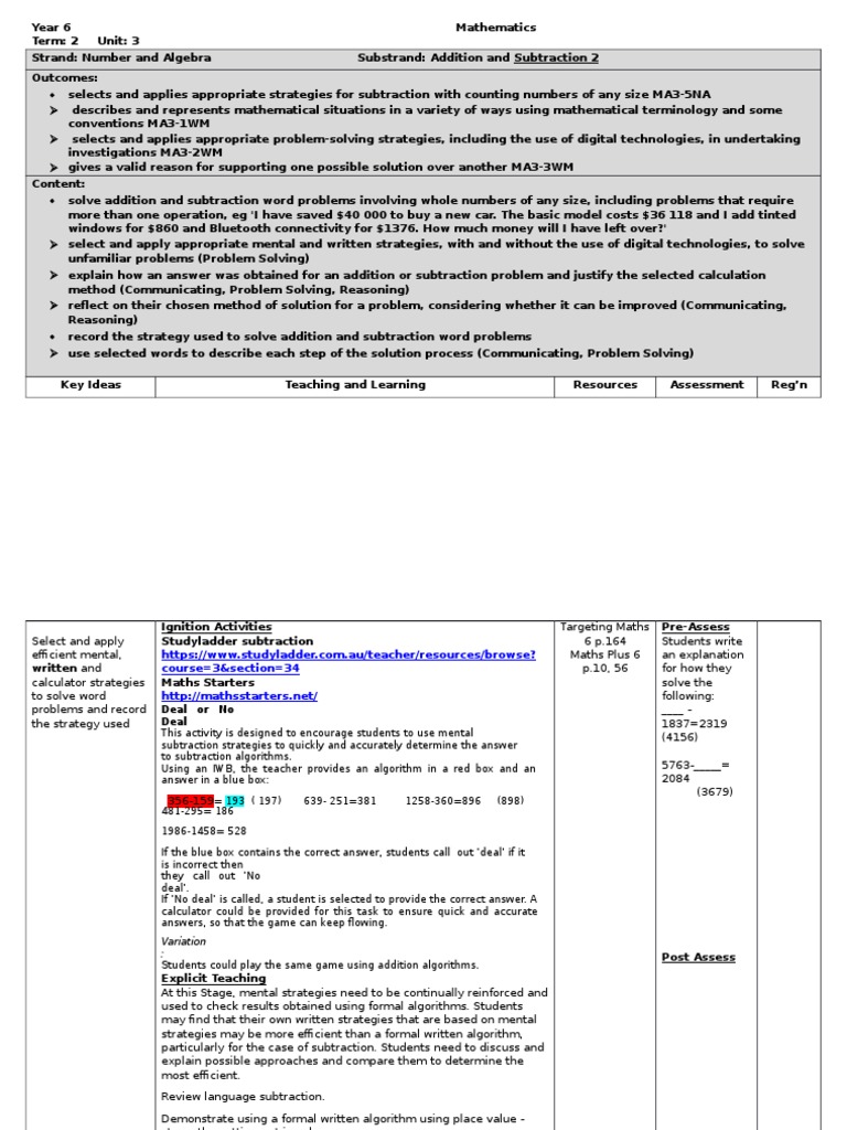 Year 6 T2u3 Mathematics Term | PDF | Subtraction | Litre