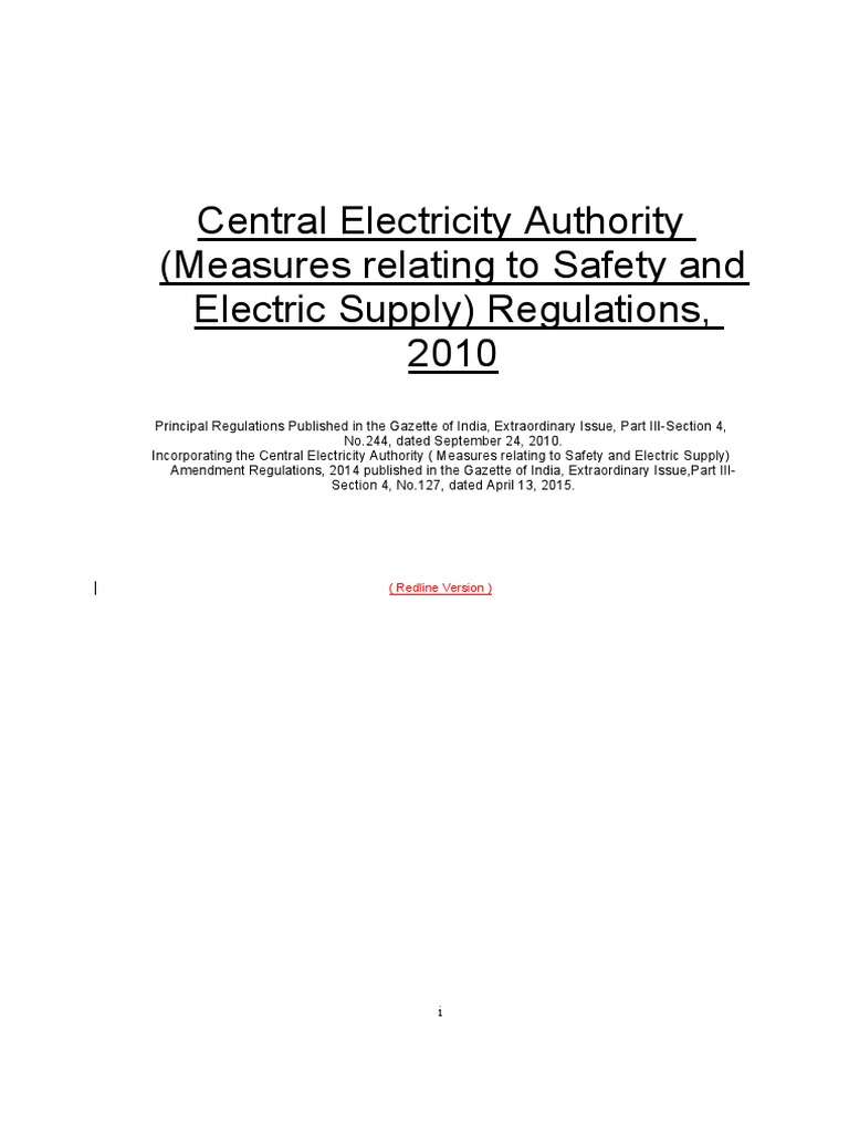 CEA (Measures Relating To Safety and Electric Supply) Regulations 2010