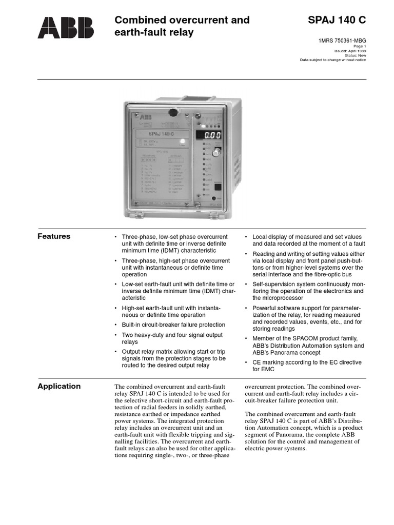 SPAJ 140 C Relay Overview and Features | PDF | Relay | Power Supply