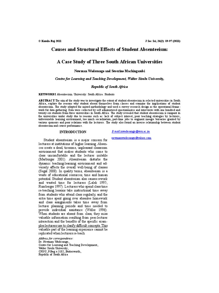 Absenteeism case study picture