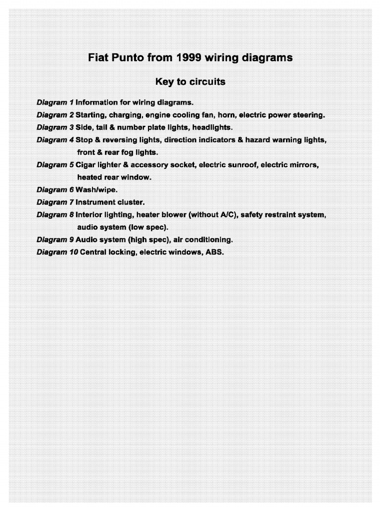 Fiat Punto Wiring Diagrams | Switch