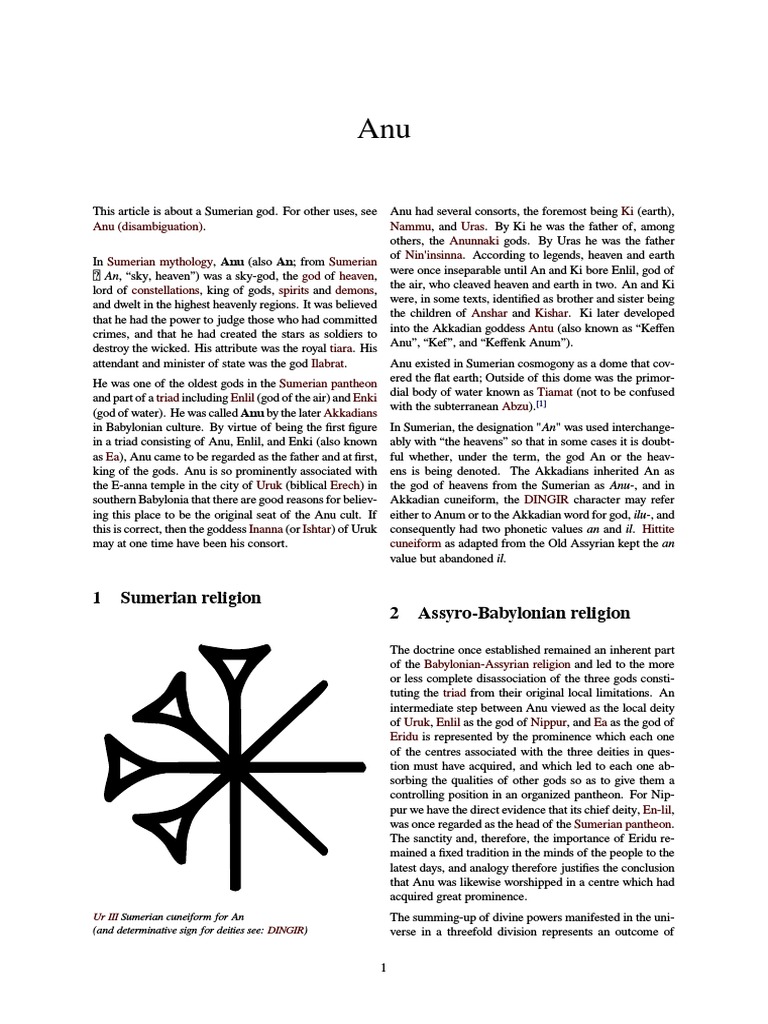 Anu PDF | PDF | Comparative Mythology | Ancient Semitic Religions
