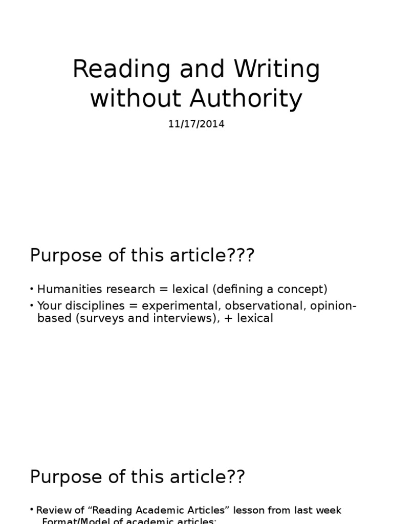 Reading and Writing Without Authority PDF