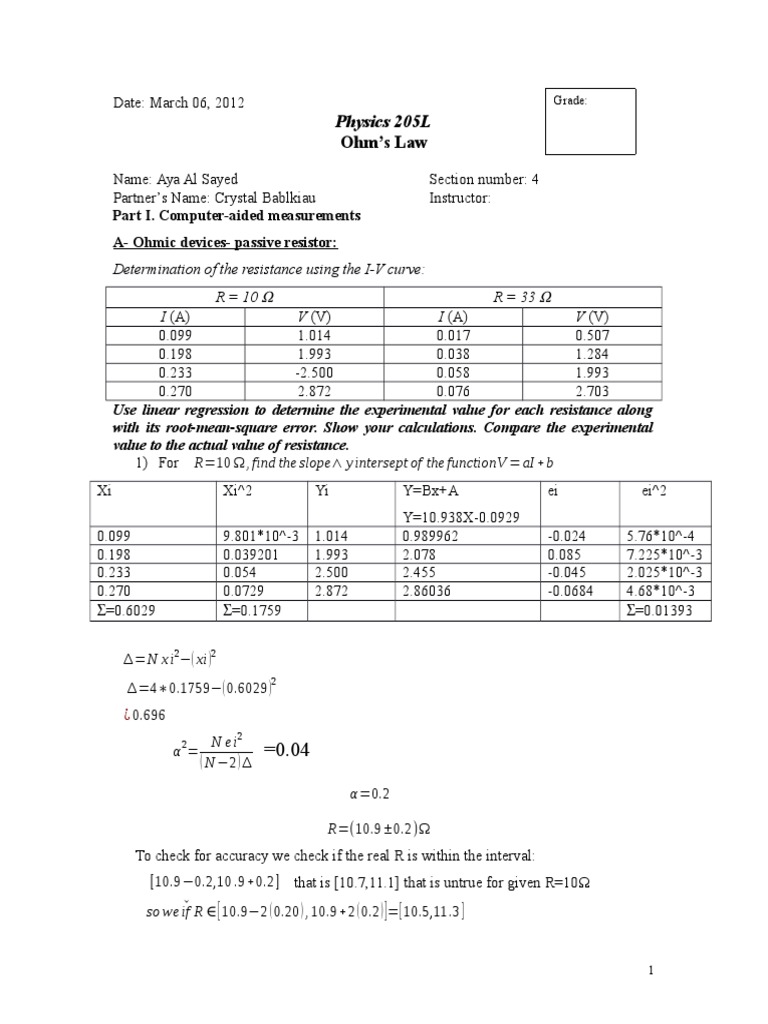 Lab 3 Ohm's Law Final Incandescent Light Bulb