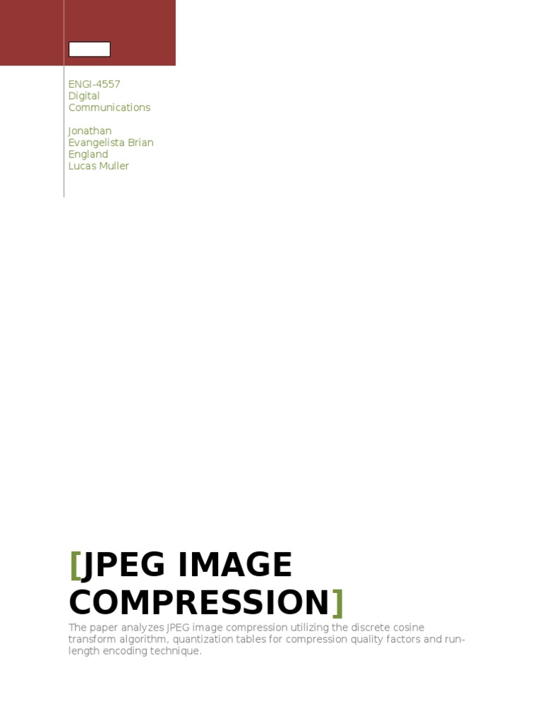 JPEG Image Compression PDF Data Compression Algorithms